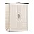 Rubbermaid Small Vertical Resin Outdoor Storage Shed With Floor (2.3 x 4.6 Ft), Weather Resistant, Beige/Brown, Organization for Home/Backyard/Pool Chemicals/Toys/Garden Tools/Porch/Patio Cushions