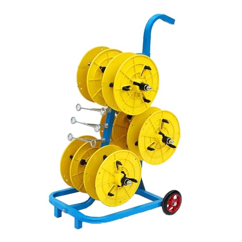 Wheeled Spool Stand, Rolled Wire/Cable Dispenser Heavy Duty Conduit Display And Storage For Electrical Industrial And Retail Use(Yellow)