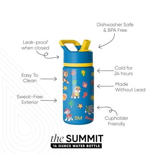 image for Simple Modern Kids Summit Water Bottle with Straw Lid | Paw Patrol 14o