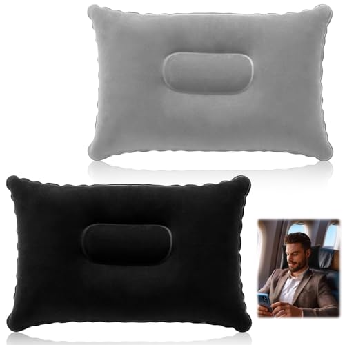 Hemlosk Almohada Playa Camping Hinchable2X Cojín Inflable para Camping, Almohadas de Camping Hinchables Almohada de Viaje Ultraligera Almohada de Playa, Viajar Acampar al Aire Libre Pescar, 34x22 cm