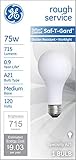 GE Rough Service Incandescent Work Light Bulb, A21 Light Bulb, 75-Watt, 715 Lumen, Warm White, Medium Base, 1-Pack, Teflon Coated Saf-T-Gard, Shatter Resistant Worklight