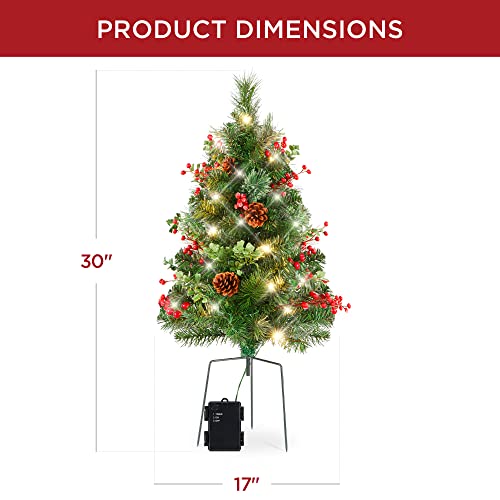 Best Choice Products SKY5179 Set Of 2 24.5In Outdoor Pathway Christmas Trees, Battery Operated Pre-Lit Holiday Décor W/Led Lights thumb #6