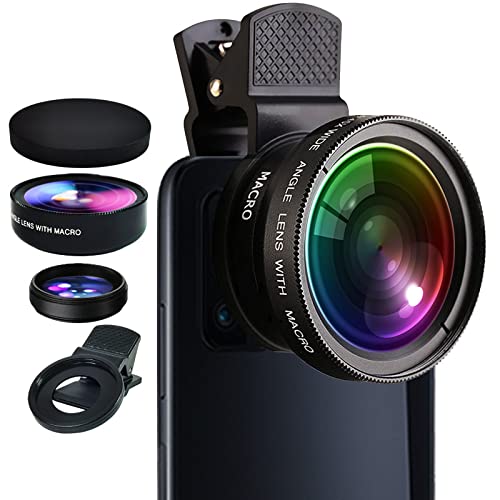Phone Lens Cell Phone Telephoto Lens Camera Zoom Fish Eye Lens for Phone,Cell Phone Zoom Lens Macro Lens Wide Angle Lens for Universal Phone Tablet (Black)