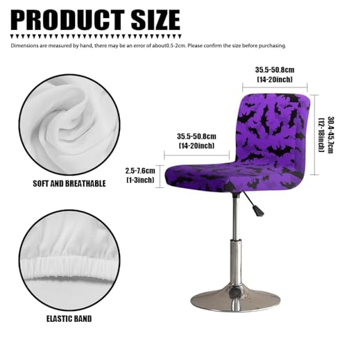 Image of Bar Stool Covers with Backs Halloween Bats Purple Height Mid Low Back Chair Protector Stain Resistant Bar Stool Chair Covers Counter Height Chair Covers Set of 2