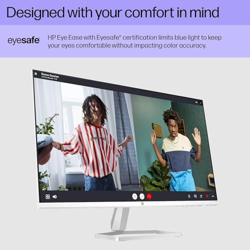 Image of HP 27 inch FHD IPS (1920x1080) Monitor with Speakers Bundle with Docztorm Dock, 100Hz Refresh Rate, Flicker-Free, 2X HDMI, 1x VGA, Ideal for Home & Business, White /Silver (2026 Model)