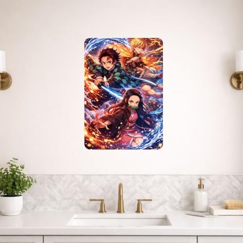 Image of Zesta Bathroom Decor Items Washroom Decor Tin Sign | Aesthetic Posters Wall Poster for Bedroom | Magnetic Cafe Decoration Items / Restaurant Decorations Items | Quirky Home Decor Bar Accent (Demon Slayer(4))