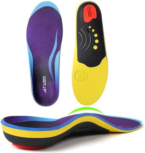 GQTJP Plantar Fasciitis Insoles, Arch Support Orthotic Inserts for Relieve Flat Feet, High Arch Pain, Shoe Inserts for Men Women Standing All Day, Shoe Insoles for Work Boots Sneakers