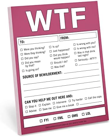 Knock Knock WTF Notes Nifty Note Checklist Memo Pad, 50 Sheets