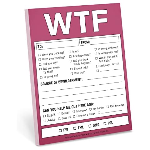 Knock Knock WTF Notes Nifty Note Checklist Memo Pad Cover