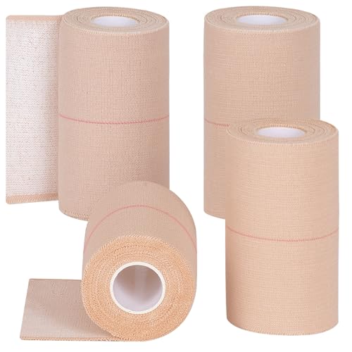 Worive 4 Rolls Elastic Tape Breathable Self Adhesive Bandage Wrap Flexible Stretch Bandages for Sports Wrists Sprains Knees Ankles for Animals and Pets 5 Yards (4 Inch in Width)