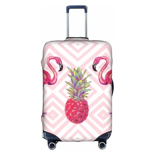 Pink Flamingo Pineapple Printed Luggage Cover Elastic, Washable, Universal Fit 18-32 Inch Travel Suitcase Cover Easy To Identify