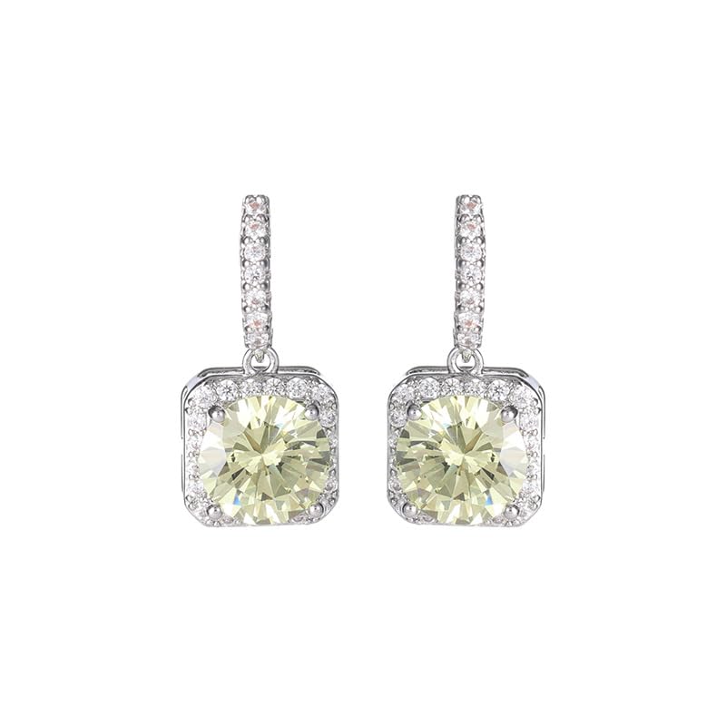 Boucles d'oreilles carrées moissanite, finis les bijoux ternes avec l'or 14K et le cristal jaune