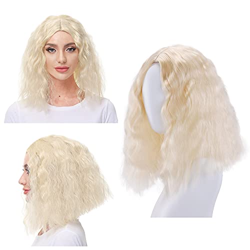 GEAR+ Wave Wig Short Blonde Wigs for Women, Synthetic Blonde Curly Wavy Wig for Girl Colorful Costume Wigs.(13 Inch)
