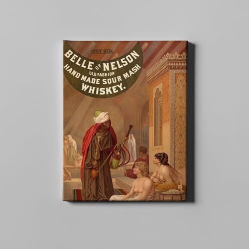 Cuadro sobre lienzo de Belle of Nelson Whiskey, lámina vintage mediana lista para enmarcar