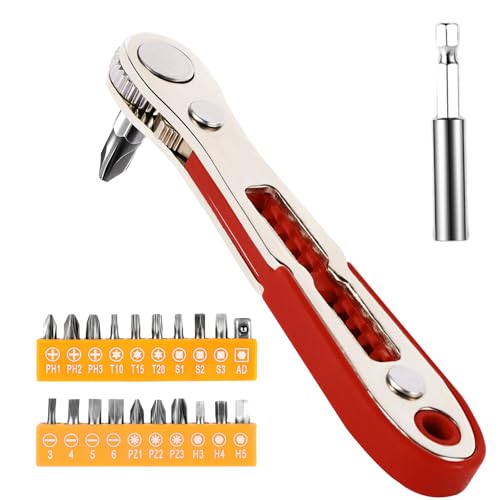 Aeiyiqco 22-in-1 Magnetic Ratchet Screwdriver Set w/Reversible Wrench & Bits | Compact for Tight Spaces DIY/Home/Car Repairs | Best Gift for DIYers Handymen & Men