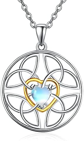 KINGWHYTE Celtic Knot Necklace for Women 925 Sterling Silver Irish Claddagh Love Heart Pendant Necklace Irish Trinity Necklace Jewelry Gifts for Girls Mom Wife Girlfriend