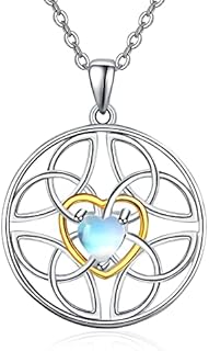KINGWHYTE Celtic Knot Necklace for Women 925 Sterling Silver Irish Claddagh Love Heart Pendant Necklace Irish Trinity Necklace Jewelry Gifts for Girls Mom Wife Girlfriend