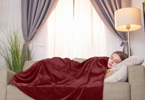Image of Utopia Bedding Fleece Blanket Throw Size Burgundy 300GSM Luxury Anti-Static Fuzzy Soft Microfiber Blanket for Couch, Sofa and Bed (50x60 Inch)