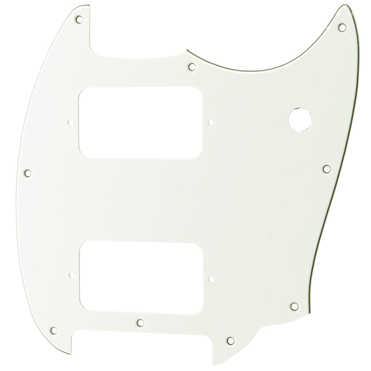 Musiclily Pro 9 Otworów Zaokrąglony Róg HH Pickguard 2 Humbucker Maskownica do Gitary Elektrycznej Squier Bullet Series Mustang, 3 warstwowy Biały | Okrągły narożnik, do gitary elektrycznej Squier Bullet Series Mustang