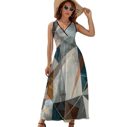 Robe cocktail mariage vintage sans manche au design géométrique
