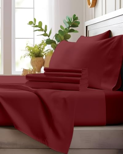 Image of Microfiber Single Size Bedsheet with 2 Pillow Covers | Ultra Soft & Breathable Flat Sheet | Wrinkle-Resistant, Premium Comfort for Everyday Use |Size (60 inch x 90 inch) Maroon