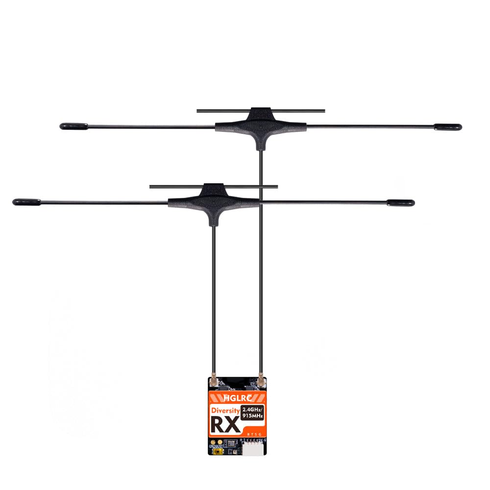 HGLRC ELRS - Ricevitore Dual Band 915 MHz e 2,4 GHz con chip LR1121, doppia antenna, modalità gemelli e diversità, per droni FPV (ricevitore a doppia banda con doppia antenna)