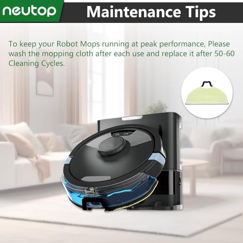 Neutop Mop Pads Compatible with Shark RV2610WA AV2610WA RV2620WD RV2410WD AI Ultra 2- in-1 Robot Vacuum Replacement Parts, Washable & Reusable, 8-Pack.