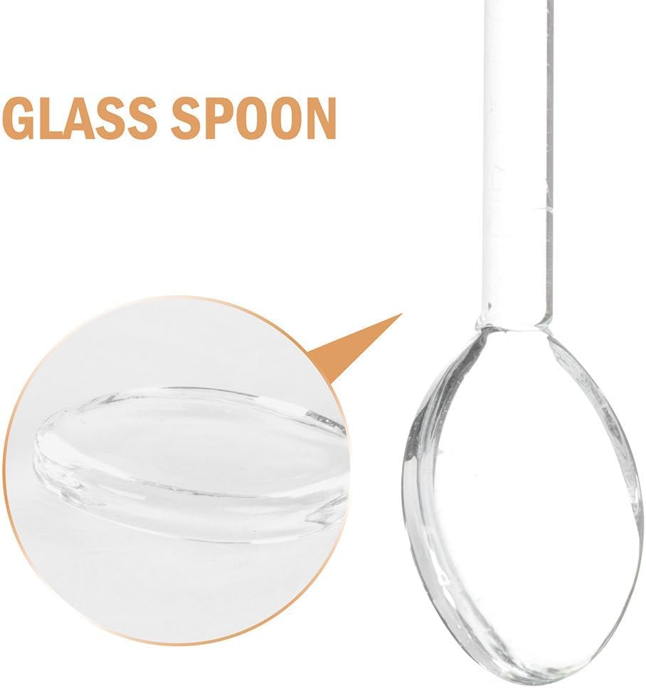 Glass Mixing Spoon 5.59 Inch Long Handled Heat-Resistant Stirring Spoon for Coffee Dessert Milk Cocktails Iced Tea and Cold Drinks
