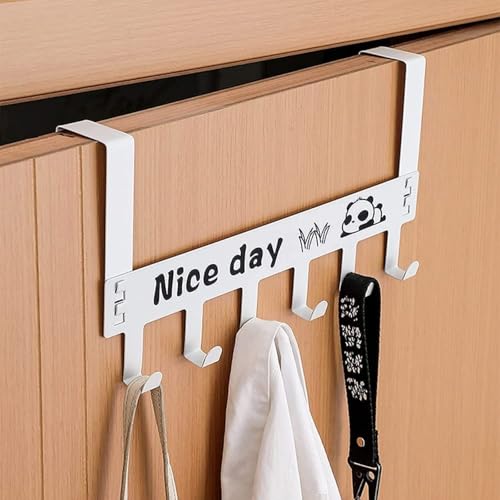 Image of Solitude Pack of 3 Heavy Duty Carbon Metal Over Door Hanger for Clothes, Drill Free Door Hanging Hooks for Bathroom, Bedroom | Scarf, Coat, Towel Holder (White)