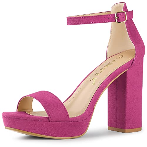 Sandales rose vif Allegra K chaussures femme élégantes à talons épais et bride cheville 38.5