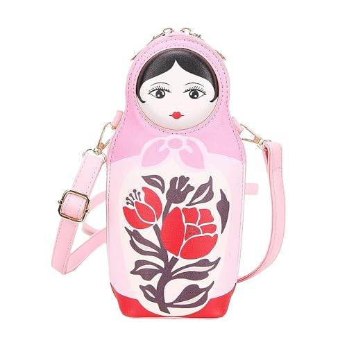 Ximimark 1pcs Russian Doll Shape Shoulder Bag - PU Leather Crossbody Bag for Women - Main Image