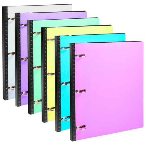 Image of WOT I 6-Pack 1 Inch Telescoping 3 Ring Binder, Expandable Flexible Binder - Patented Design for Easy Portability, Holds 8.5 inchx11 inch Paper, Perfect for School, Office&Home Organization (Assorted Pastels)