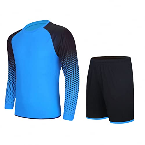 MAOTN Combinaisons Maillots de Gardien de But de Football à Manches Longues pour Hommes et Femmes, Shorts de Sport de Gardien de But Respirants,Blue,XL Cover