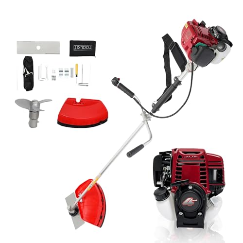 JAYGOVAN 4-Stroke Gas Powered Brush Cutter String Trimmer&Edger 2 in 1 Garden Multi Tool Weed Wacker for Yard Trimming, Park Landscaping, Home Lawn Trimming, Garden Landscaping