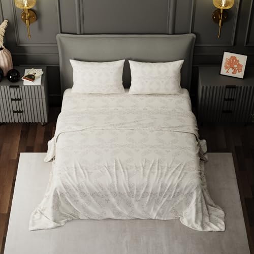 Image of BLISSHOME Everlast 150TC King Size Printed Bedsheet with 2 Pillow Covers for Double Bed, Aesthetic Bedding, Wrinkle Resistant, 100+ Wash Durable, Quick Dry, Ornate Design - Brown (228cm x 274cm)
