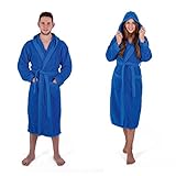 Julie Julsen Flauschiger Bademantel für Damen & Herren in den Größen S-XXXL und aktuellen Farben - Saunamantel Morgenmantel Baumwolle Kapuze Royal Blau M