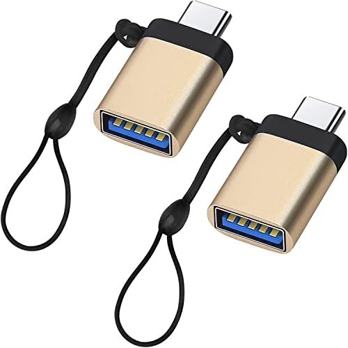 Adaptateur USB C vers USB 3.0 avec Lanière(Pack de 2), GIONAR Adaptateur USB-C vers USB-A Femelle OTG Adaptateur USB Type C (Gold) Cover