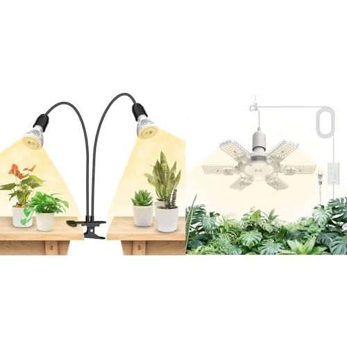 SANSI LED Grow Lights for Indoor Plants,Full Spectrum 20W Plant Light with High PPFD&SANSI 60W Grow Lights for Indoor Plants, High PPFD, 4/8/12H Timer