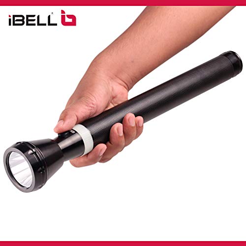 Image of IBELL FL8389 Rechargeable Flashlight Torch, Ultra Long Beam Range, Aircraft Aluminium Body, Super Bright LED Light, Black, 1800 Lumen