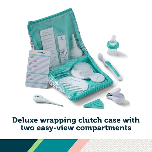 Safety 1st Deluxe Baby Healthcare and Grooming Kit, Pyramids Aqua, Newborn Baby Essentials, One Size, 24 Pieces - Image 3