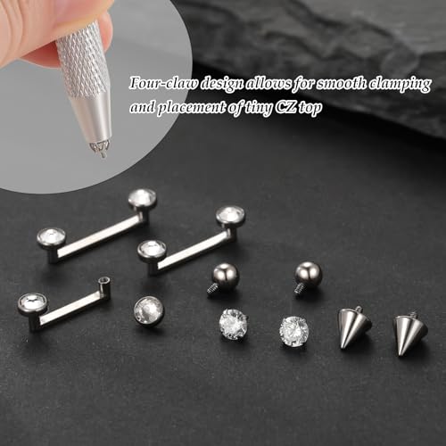Xpircn Titanium Surface Tragus Piercing Jewelry with Piercing Ball Grabber Tool Staple Bar Piercing Jewelry Dermal Jewelry 14G 10mm 12mm 14mm by Xpircn - Used condition - Image 5