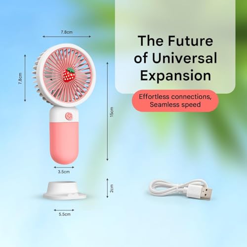 Image of EDNITA Mini Portable Hand Fan USB Type C Rechargeable Single Speed Personal Cooling Fan, Handheld Small Desk Fan with Stand, Battery Operated for Office, Home, Travel & Outdoor Use - Multicolor-2