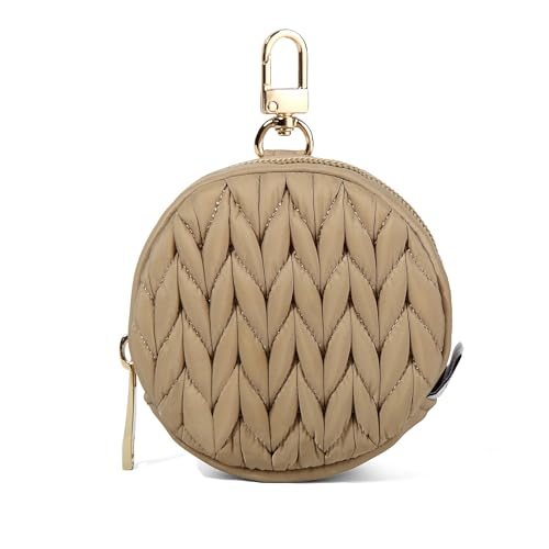 Image of SEWBOO Pacifier Holder Case with Clip, Pacifier Pouch Cover,Pacifier CharmPod with Clasp to Easily Attach to a Diaper Bag for Mom Bag (Beige)