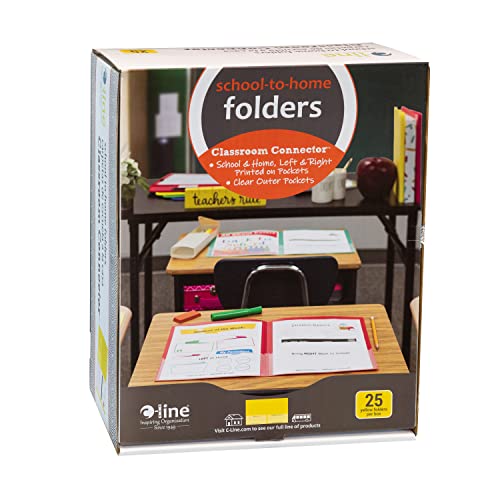 C-Line Classroom Connector School-To-Home Folders, Yellow, 25 Per Box (32006) #TOP3