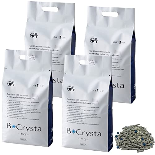 B＊Crysta mix 猫砂 ビークリスタ ベントナイト おから MIX 埃が少ない 活性炭 消臭 3.2kg(4L)×4個セット