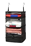 Elezay - Cubos de embalaje colgantes, estantes portátiles para armario, organizadores de ropa de compresión plegable para equipaje de mano con material perforado transpirable, grande, negro