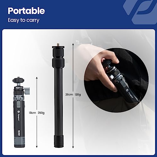 Fotopro Mini Camera Tripod with Carbon Fiber 3 Section Center Cloum 360°Ballhead Extendable Portable Small Desktop Tripod for iPhone DSLR Camera Max Height 35 inch, Load up to 3Kg 6.61 lb - image 6