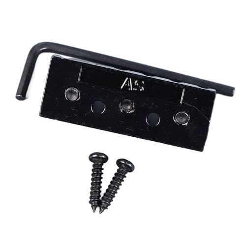 Metal String Lock Nut, Headless Guitar Nut Kit with 42 Mm Length Safety Lock, Thin Manufacturing, Easy Installation for String Instruments (Black)