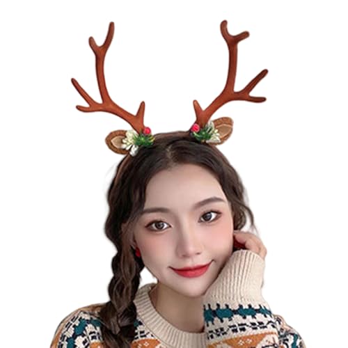 Diadema de cuernos de reno de Navidad unisex accesorio para disfraz festivo y Nochebuena.