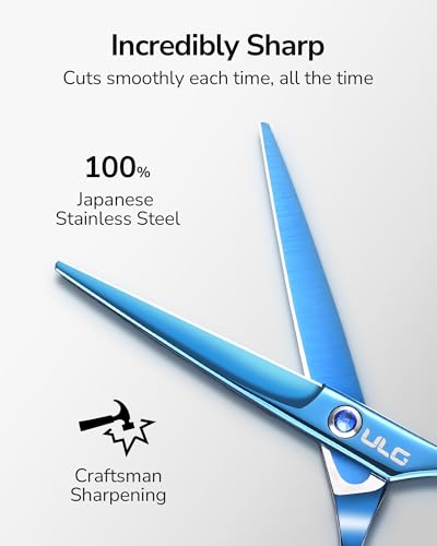 Image of Hair Cutting Scissors, ULG Professional Hair Scissors 6.5 inch Right-Hand Razor Edge Barber Shears Salon Hair Cutting Shears Made of Japanese Stainless Steel, Hand Sharpened Navy